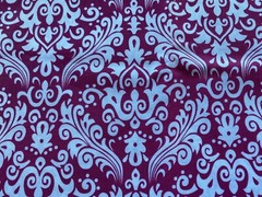 RILEY BLAKE FABRIC~2014~Damask~MAGENTA WHITE MOTIFS~43 x 55~SINGLE CUT COTTON~