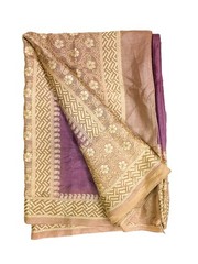 Pure Tussar Sari, Silk Fabric 5 Yard, Recycled Natural Vintage Fabric TSS3286