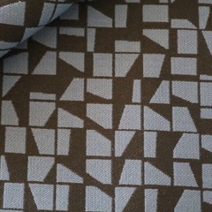 Vtg Designtex MCM Upholstery Fabric “Building Blocks” Blue, Black Geometric 2 yd