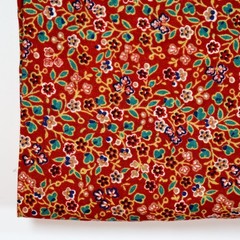 Vtg Quilting Fabric Cotton BTHY Half Yard Tiny Floral Flowers on Maroon Concord