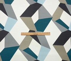 KRAVET URBAN TWIST TEAL GEOMETRIC ABSTRACT MODERN COTTON FABRIC BY YARD 54″W