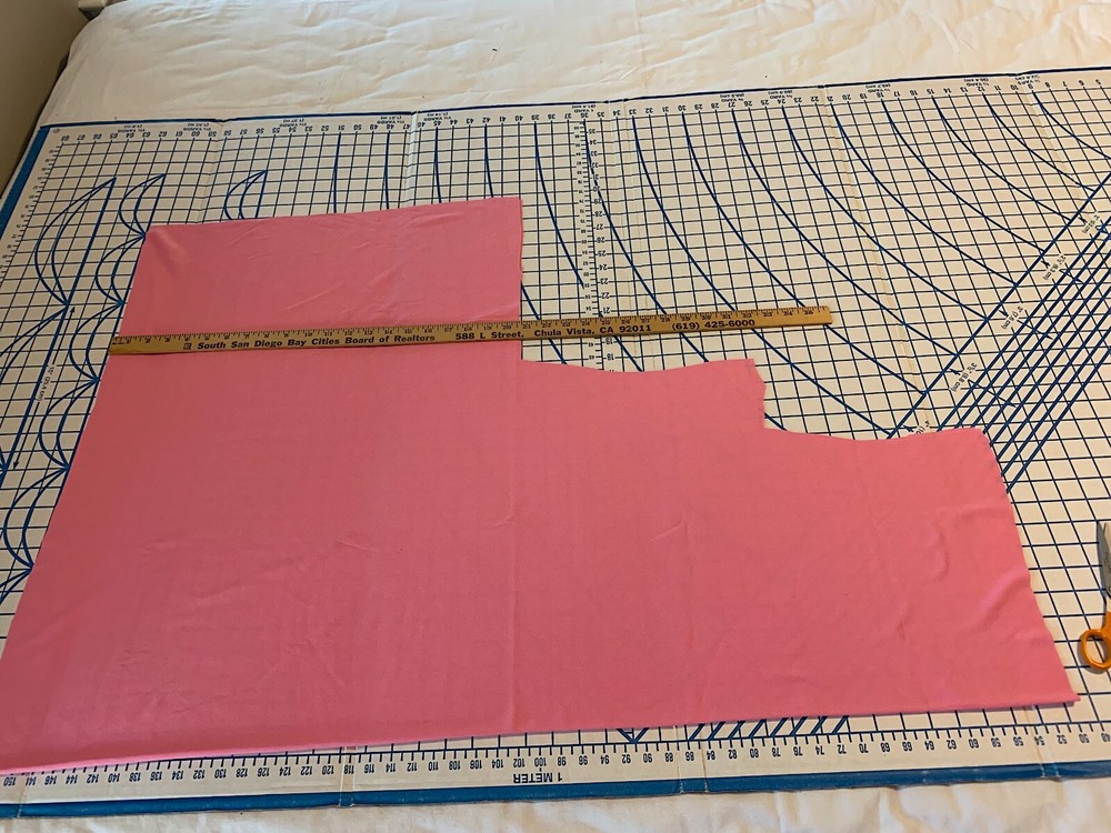 NEW: One yard by 58″ (less cut-out as pictured) of “CORAL ROSE” PolyesterKnit