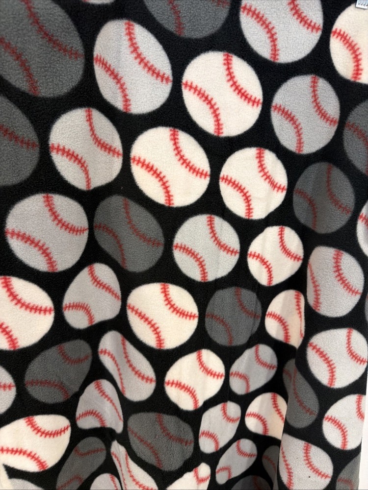 Premium Fleece Baseball Greys, Black, White And Red 60” X 108”
