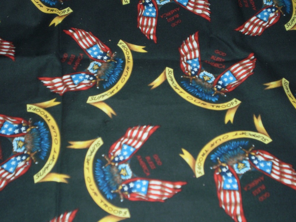 Support Our Troops God Bless America Eagle fabric cotton blend 34″ L x 43″ W