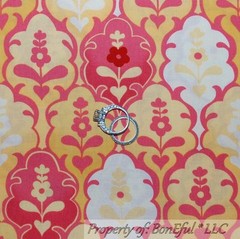 BonEful FABRIC FQ Cotton Moda Yellow White Pink Bright Flower Damask Dot Heart L