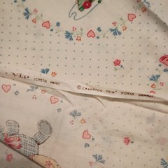 2.9 Yd VTG Cranston VIP Victorian Pull Toys Dolls Patch Pastels Florals & Dots