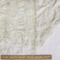 Paige IVORY 3D Floral Polyester Satin Rosette Fabric by the Yard – 10028