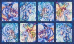 24″ X 44″ Panel Morningmoon Unicorns Magical Navy Cotton Fabric Panel D478.57