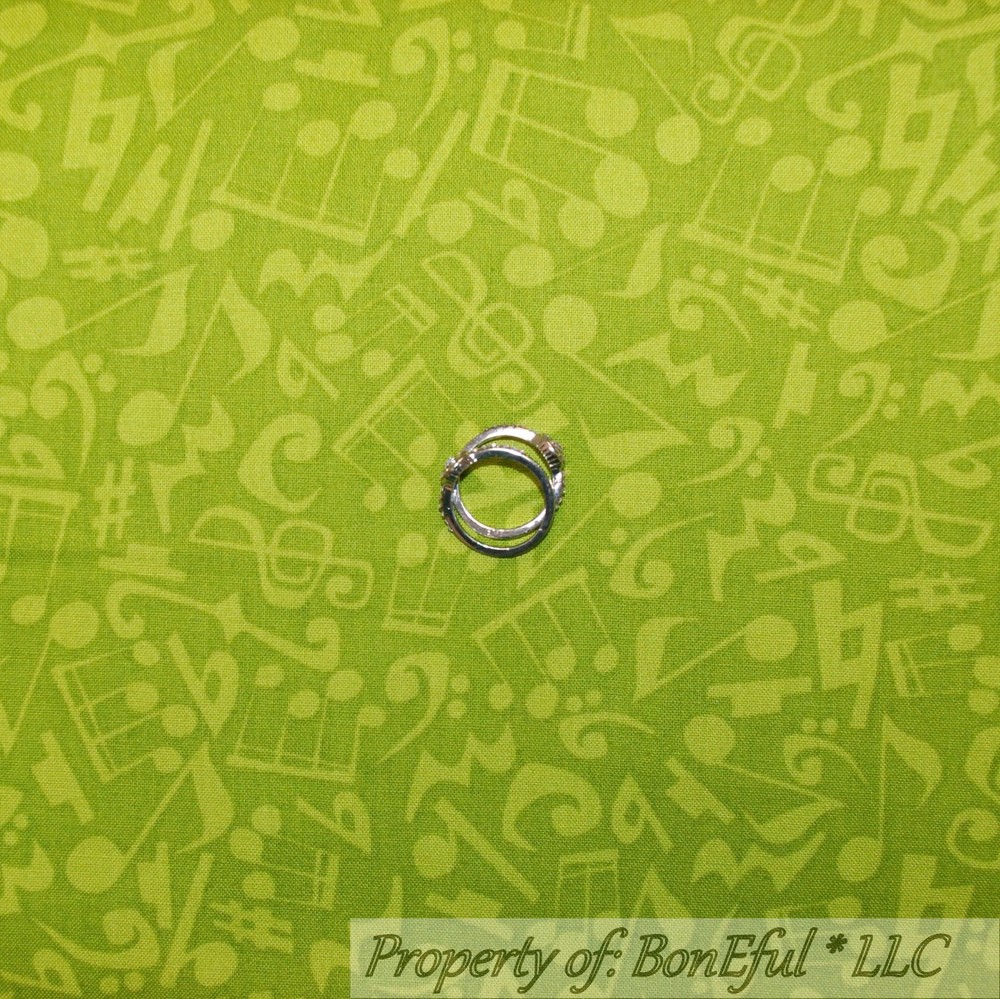 BonEful Fabric FQ Cotton Quilt Green Small Music Note Clef Jazz Band Girl Boy US