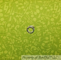 BonEful Fabric FQ Cotton Quilt Green Small Music Note Clef Jazz Band Girl Boy US