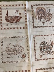 Veg Joan Kessler Concord Fabrics Cotton Panel Cream Floral Animals 44”x 64”
