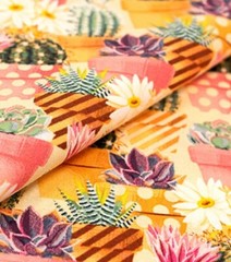 FAT QUARTER FABRIC SUCCULENTS CACTUS DESERT PLANTS FLOWERS SINGER COMPANY FQ