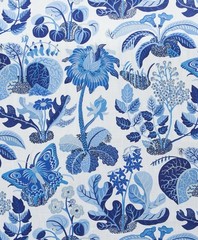 Schumacher Curtain Fabric ‘EXOTIC BUTTERFLY – MARINE’ 6 METRES 100% Linen
