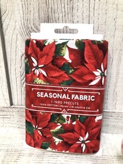 Seasonal Fabric Poinsettias Precut 1- Yard 100% Cotton David Textiles New