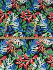 Floral Brushed Jersey Knit Fabric Tropical Summer Bloom Black By the Yard