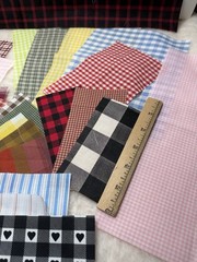 Fabric Scraps Gingham Plaid Stripes 2 1/2” – 5” Wide Crafts Quilting Red Blue