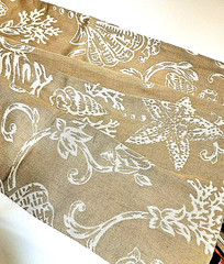 Sea Star Crab Coral Designer Upholstery Fabric Reversible 2-Side Brown Brige 27″