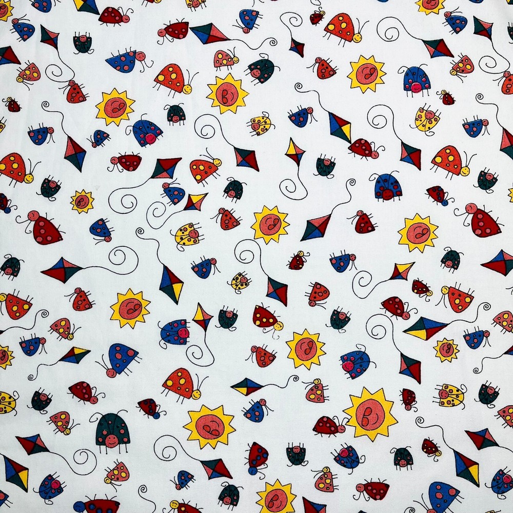 Summertime Fun Fabric Sun Kite Bug Extra-Wide BY THE YARD Kids Fabric 100%Cotton