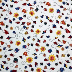 Summertime Fun Fabric Sun Kite Bug Extra-Wide BY THE YARD Kids Fabric 100%Cotton