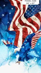 24″ X 44″ Panel Bald Eagle American Flag USA Patriot Cotton Fabric Panel D301.74