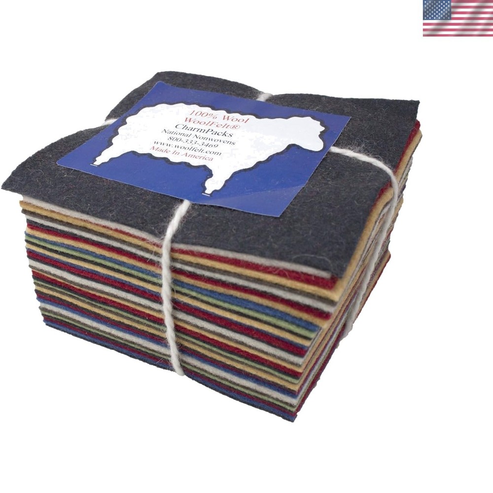 Quilt-Ready 36-Piece 5″ 100% Wool Felt Squares – Americana Crafting Essentials