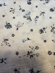 11 Ft 29” Yards Of Cotton Voile White With Blue Flowers Sold By The Yard