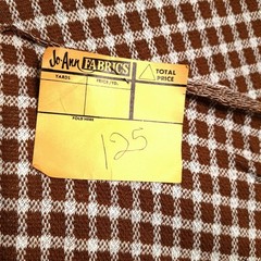 Vintage Double Knit Tube Fabric 2.72 Yards Brown White Houndstooth Check 1970s