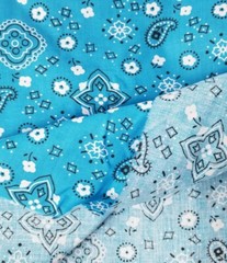 Turquoise Bandana Print Paisley Pattern Polyester Cotton 60″ Polycotton By Yard