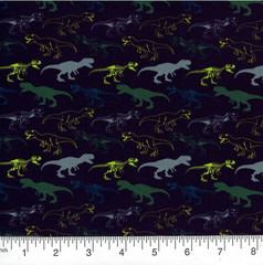 3 Yard Fabric Bundle – 3 x 1 Yard Cuts – Dinosaurs, Lime, Navy Textures – Quilti