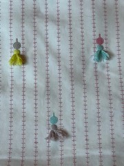 CLARKE & CLARKE CURTAIN FABRIC DESIGN Tassel Pink 2.7 METRES EMBROIDERED