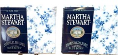 Vintage Martha Stewart Blue Bows Floral Fabric 2 Panels 55×108 NOS Cotton Blend
