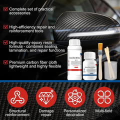 Carbon Fiber Repair Kit, Carbon Fiber Kit, 8″ Twill Carbon Fiber Cloth, 100G Epo