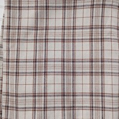5.5 Yds MCM Mid Century Modern Plaid Linen Fabric Brown Tan Neutral Upholstery