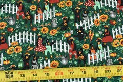 By 1/2 Yd, Vintage, Colorful Halloween-Characters in Garden, Hi Fashion, B1703