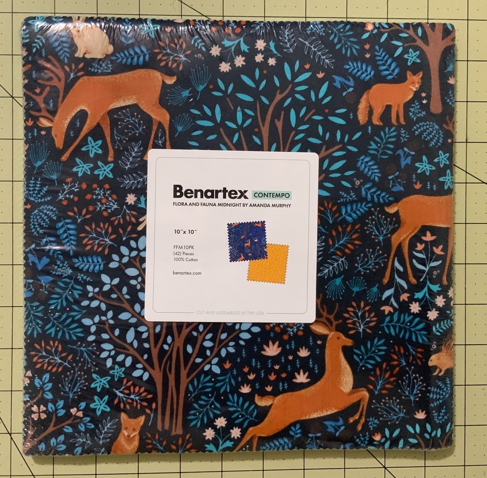 Moda Fabrics Flora and fauna midnight Layer Cake 10″ x 10″ NEW