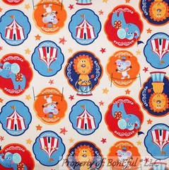 BonEful Fabric FQ Cotton Quilt Unisex Rainbow Circus Tent Stripe Lion Mouse Star
