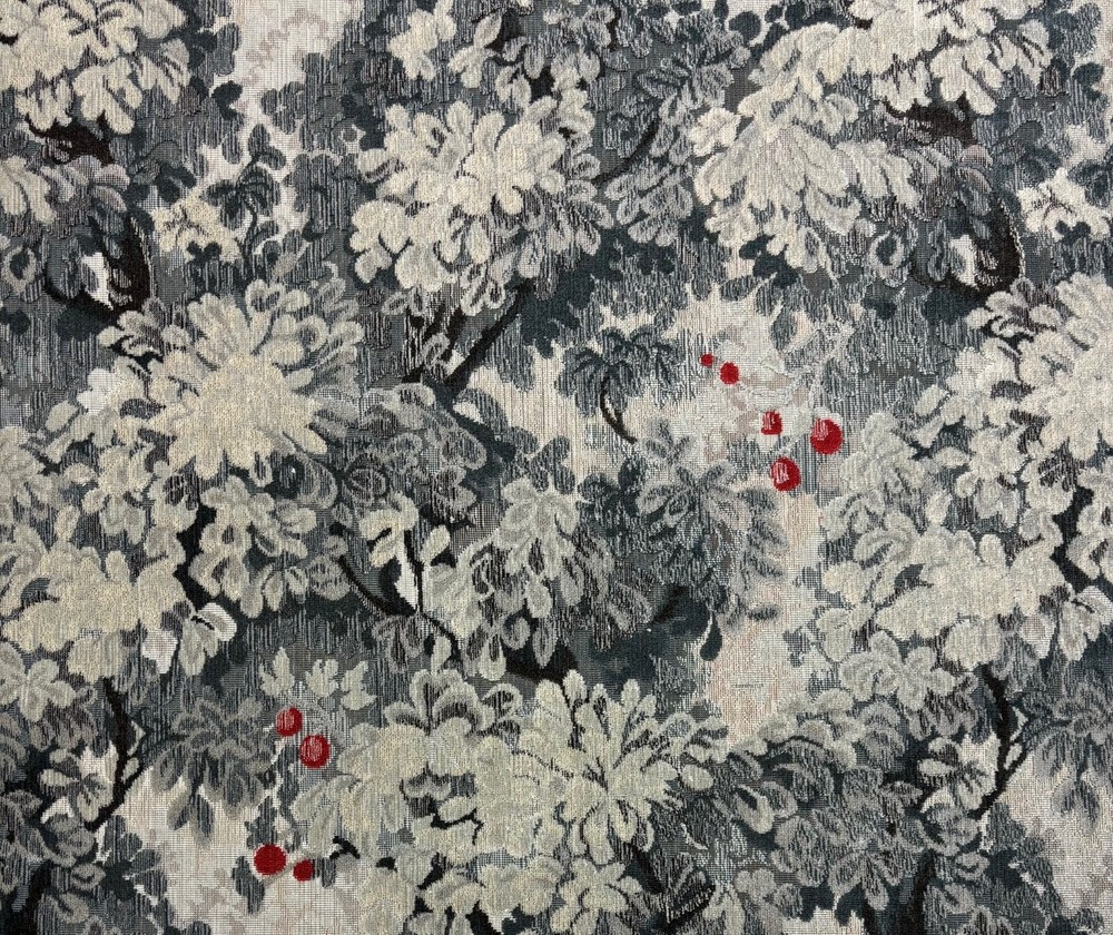 SCALAMANDRE MARLY GRIGIO FLORAL EXCLUSIVE VELVET FABRIC BY 1/2(0.5) YARD 51″W