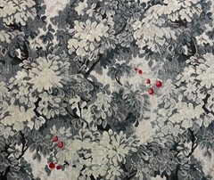 SCALAMANDRE MARLY GRIGIO FLORAL EXCLUSIVE VELVET FABRIC BY 1/2(0.5) YARD 51″W