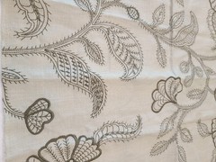 G P & J Baker Fabric Sample Linen Brown Embroidered Floral 18″ X 18″