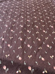 Vintage Brown Orange Ditzy Floral Cotton Fabric BTHalfY #36