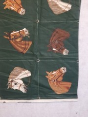 Horse head panel fabric polished Cotton Chinz 18″ x 45″ VTG Arabian, Quarter, Pa