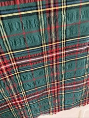 Vintage Seersucker Christmas Plaid Tartan Holiday Fabric 58″ x 3 yds