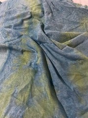 Rayon /polyester blend fabric small green & blue blended print 1 yd 27″ x 43″