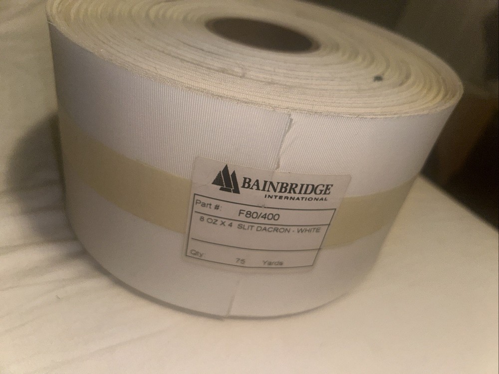 Bainbridge International F80/400 8oz x 4” Slit Dacron White 75 Yards Sailcloth
