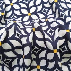 55” By Yards Navy White Retro Viscose Fabric Soft Sewing Material Rayon