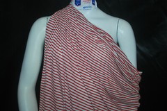 Linen Cotton Rayon Knit Jersey fabric1/8″ Red 3/16″ Natural Oatmeal Stripes