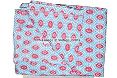 5 Yard Hand Block Ikat Printed Handmade Cotton Indian Natural Sanganeri Fabric