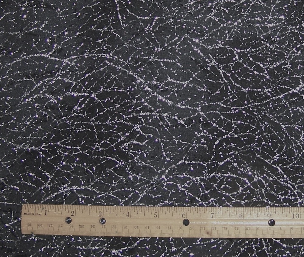1 yard of Windham DIAMOND DUST 100% Cotton Fabric BLACK with SILVER METALLIC