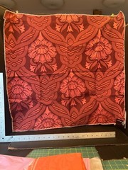 4 Fabric samples Damask Moire Coral & Reds Designer 26×26 upholstery Schneider
