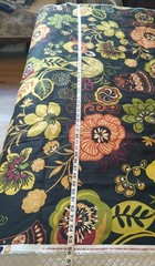RAZZLE 2011 Covington Decorator Fabric Floral w/ Black Background 1.75 Yd 56″ W